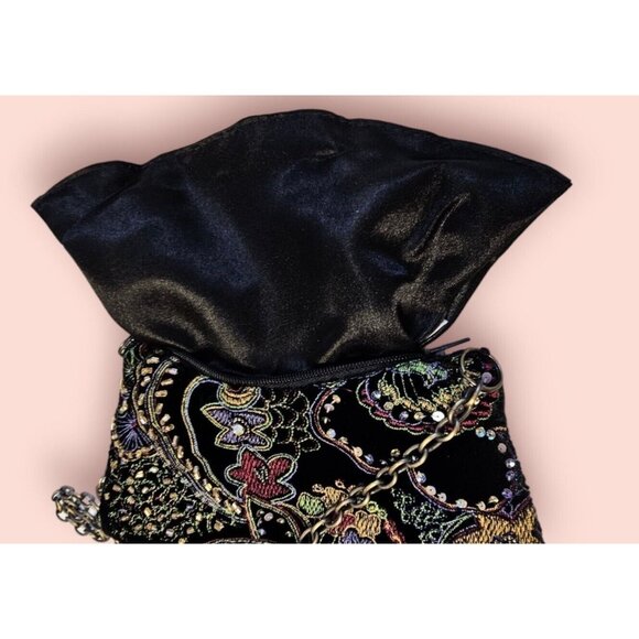 VTG Mary Frances Rhinestone Beaded EMBROIDERED Floral Evening Bag Clutch Purse - Picture 7 of 13